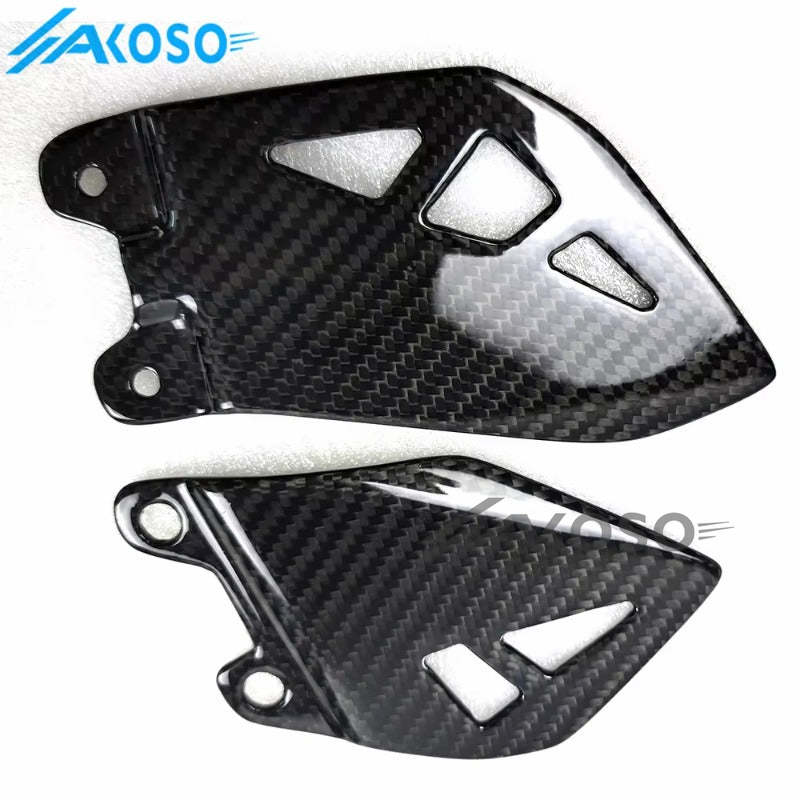 AKOSO 2016-2020 Kawasaki ZX10R ZX-10R Carbon Fiber Rearset Plate Foot Peg Protector Heel Guards