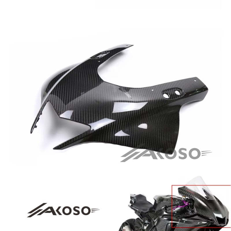 AKOSO 2022-2024 Yamaha R3 Carbon Fiber Front Headlight Fairing Panel Cover Nose Shell Housing Cowl