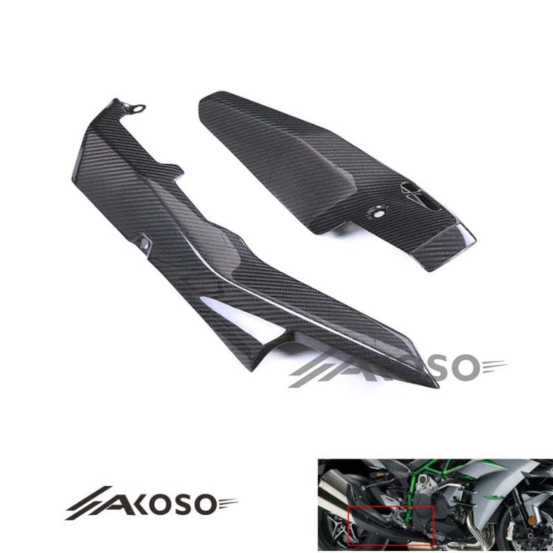 AKOSO 2015-2024 Kawasaki Ninja H2 H2R Carbon Fiber Motorcycle Exhaust Pipe Heat Shield Cover Fairing