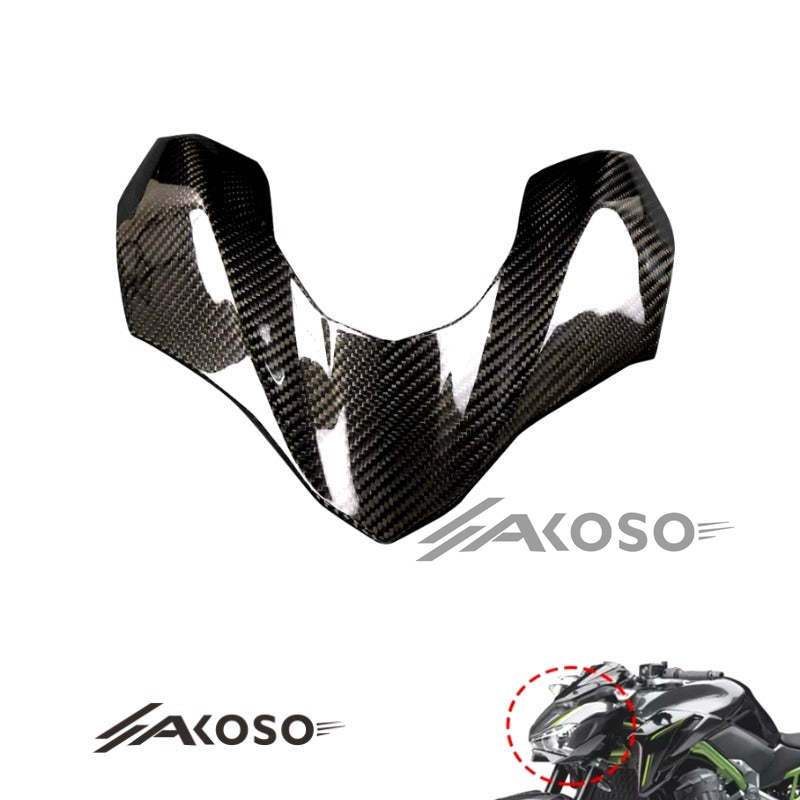 AKOSO 2017-2019 Kawasaki Z900 Carbon Fiber Motorcycle Front Headlight Beak Nose Extension Cover