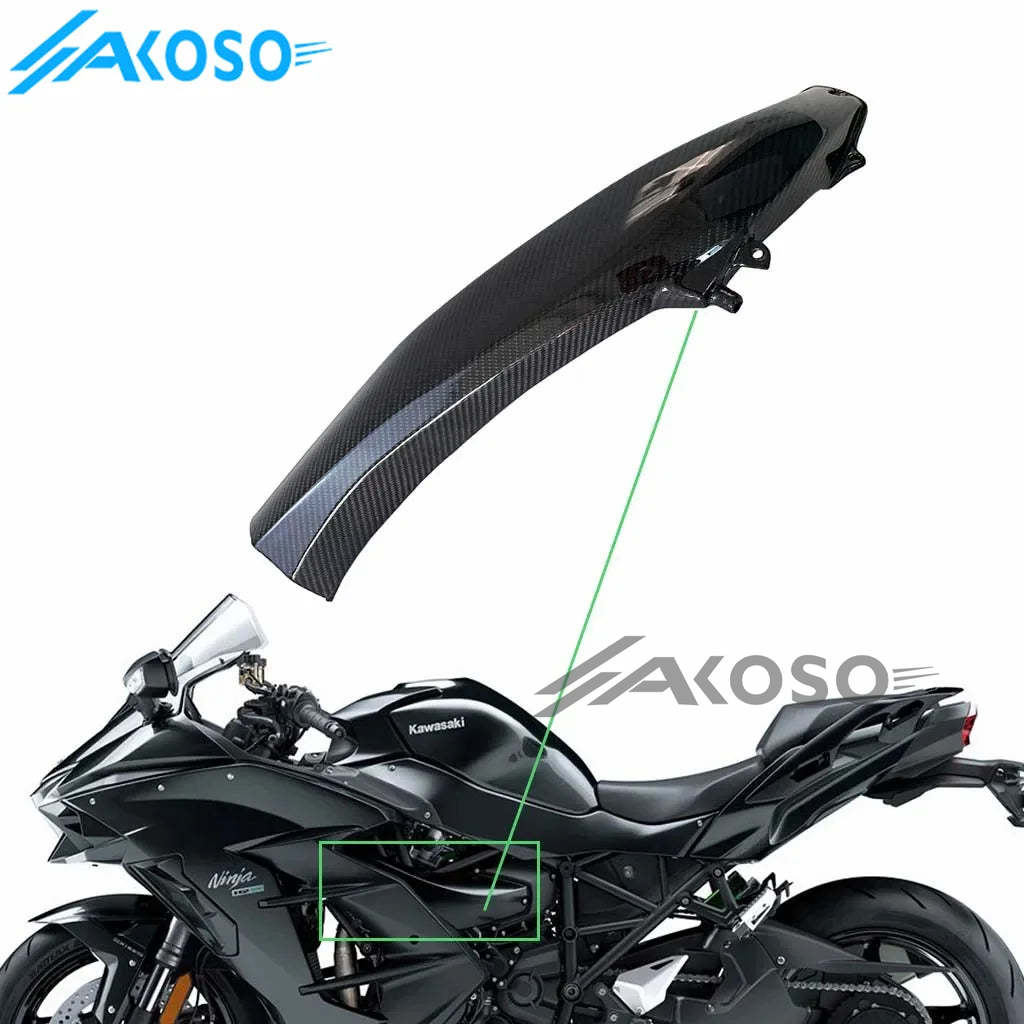 AKOSO 2015-2024 Kawasaki Ninja H2 H2R Carbon Fiber Motorcycle Air Intake Pipe Tube Protector