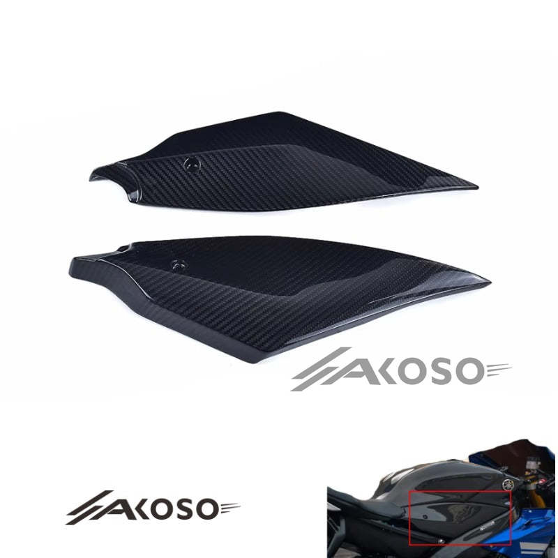 AKOSO 2017-2024 Yamaha R6 Carbon Fiber Gas Fuel Tank Side Panel Cover Fairing Motorcycle