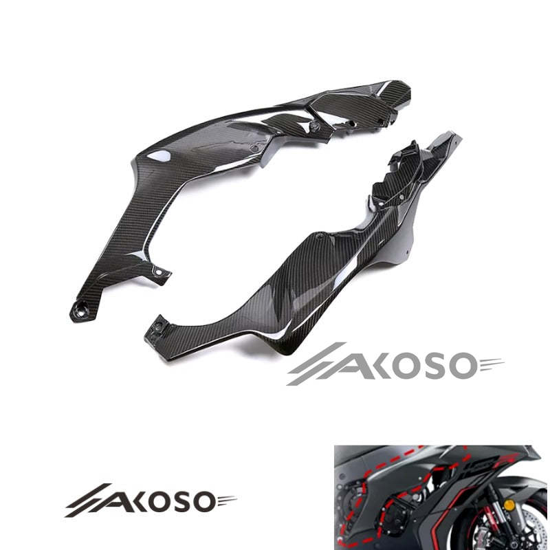 AKOSO Kawasaki Ninja ZX10R ZX-10R 2021-2024 Carbon Fiber Motorcycle Front Side Frame Fairing Cowl