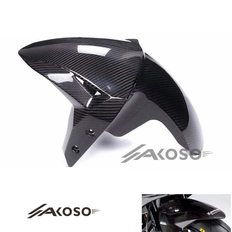 AKOSO 2020+ Kawasaki Ninja ZX-4R ZX-4RR ZX25R Carbon Fiber Motorcycle Front Fender Mudguard Tire Hugger