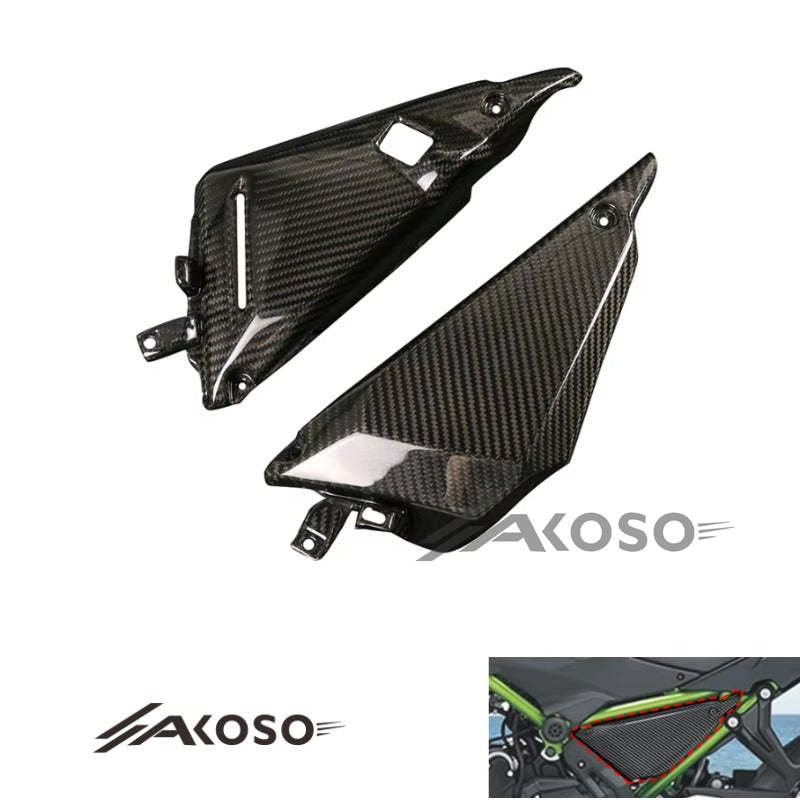 AKOSO 2014-2024 Kawasaki Ninja 650 Carbon Fiber Motorcycle Frame Shell Side Cover Fairing Trim Cowl Panel