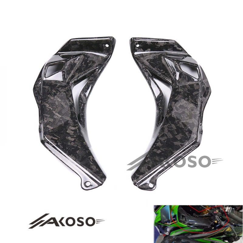 AKOSO 2016-2020 Kawasaki ZX10R ZX-10R Carbon Fiber Front Fairing Inner Dash Panel Side Covers