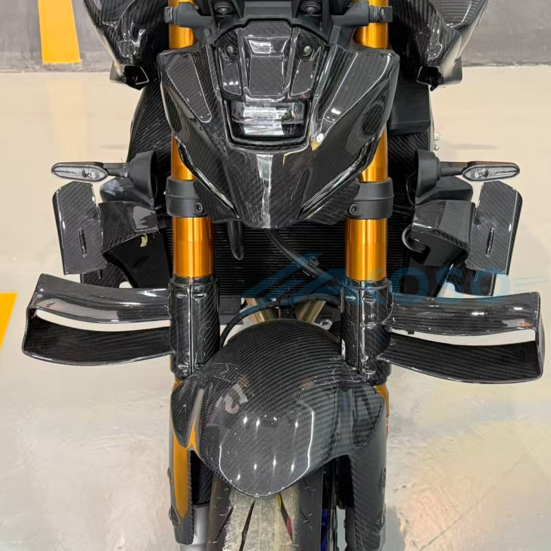 AKOSO 2021-2025 Yamaha MT09 / FZ09 Carbon Fiber Fork‑mounted Winglets Lower Front Aero Wings