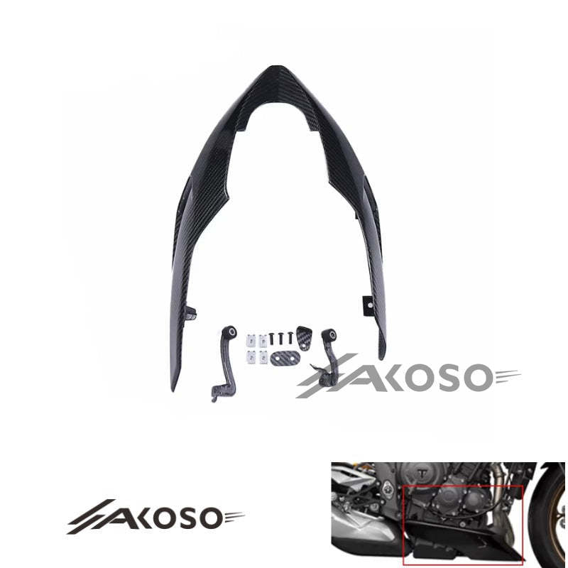 AKOSO 2016-2021 Triumph Street Triple 765 R/RS Carbon Fiber Lower Spoiler Side Panel Belly Pan With brackets