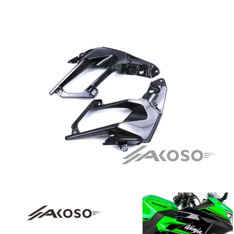 AKOSO 2018-2024 Kawasaki Ninja 400 Z400 Carbon Fiber Motorcycle Front Side Panel Spoiler Fairing