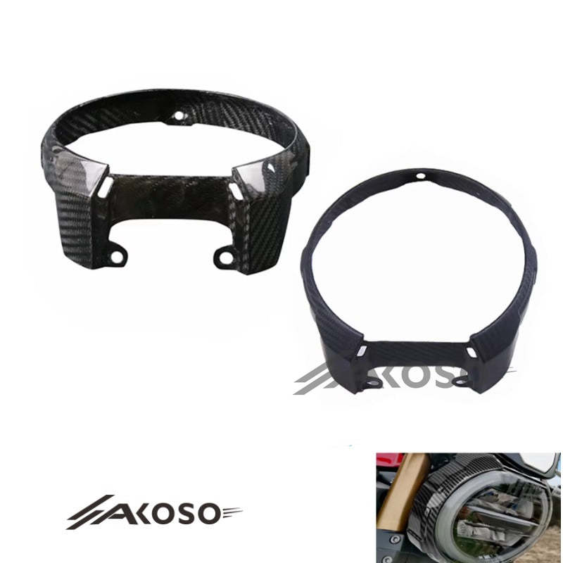 AKOSO 2014-2018 Honda CB650F CBR650F Carbon Fiber Front Headlamp Headlight Ring Cover Trim