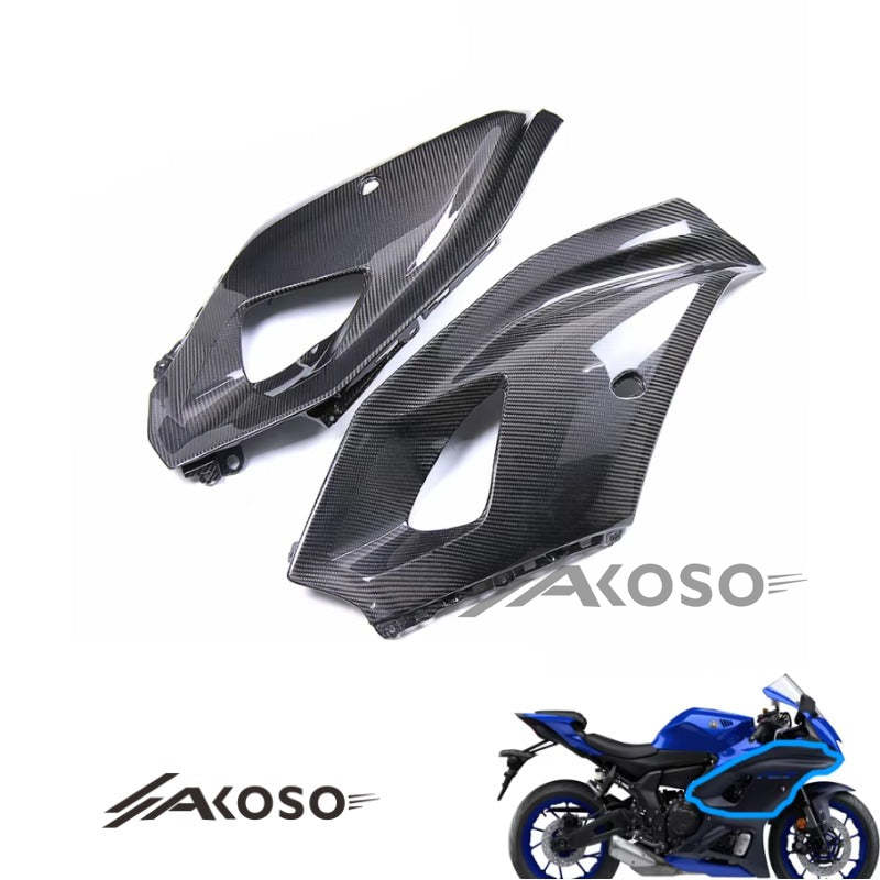 AKOSO 2022-2024 Yamaha R7 Carbon Fiber Front Upper Side Panels Fairing Cover Cowl