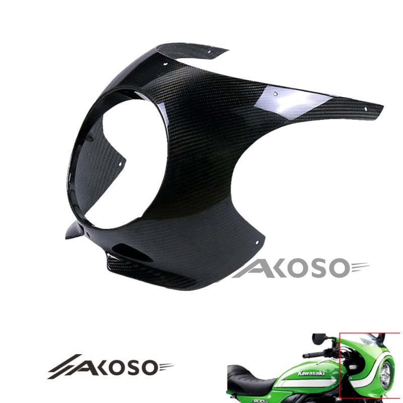 AKOSO 2018-2024 Kawasaki Z900RS Carbon Fiber Motorcycle Cafe Racer Front Headlight Headlamp Fairing Cover Cowl