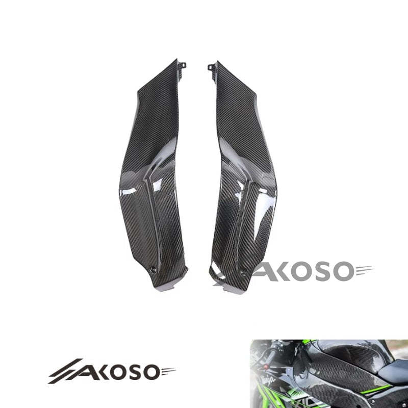 AKOSO 2021-2024 Kawasaki ZX10R ZX-10R Carbon Fiber Motorcycle Front Fuel Tank Side Panels Plate Fairing