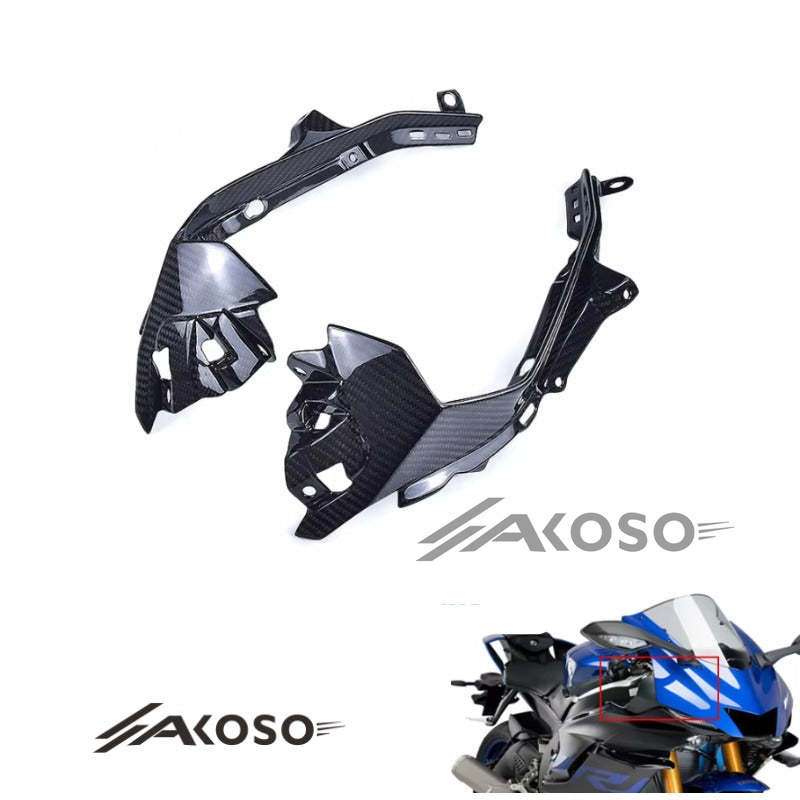 AKOSO 2017-2024 Yamaha R6 Carbon Fiber Front Headlight Cockpit Side Plate Fairing