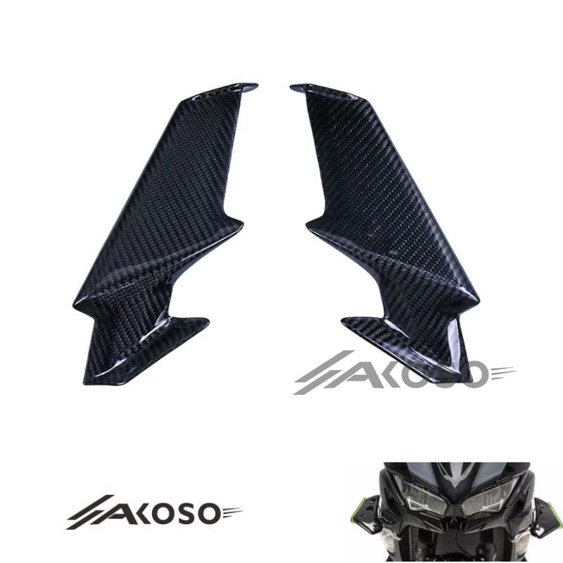 AKOSO 2018-2024 Kawasaki Ninja 400 Carbon Fiber Motorcycle Fixed Wing Fairing Winglet