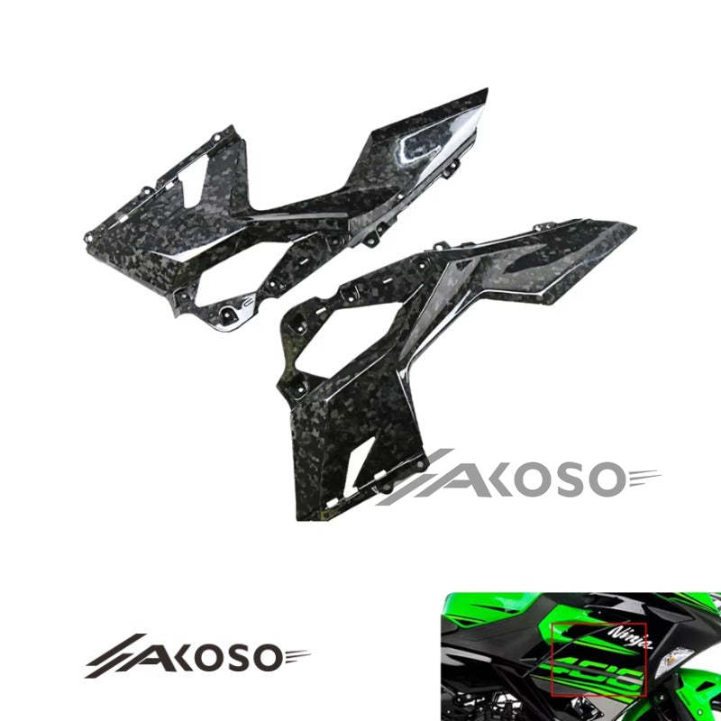 AKOSO 2018-2024 Kawasaki Ninja 400 Carbon Fiber Front Upper Side Panel Fairing Motorcycle