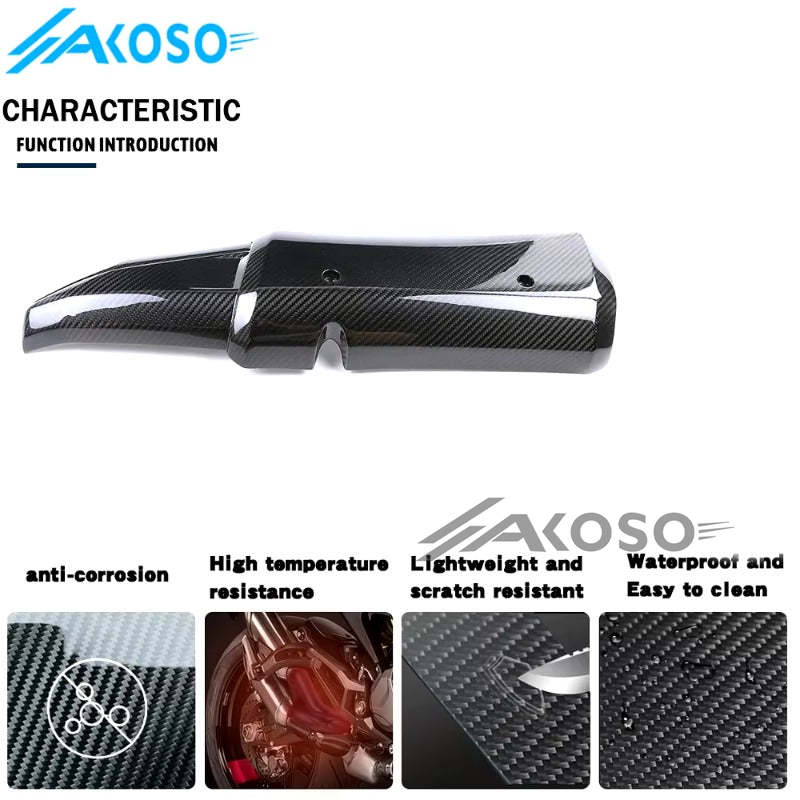 AKOSO 2017-2024 YAMAHA XMAX 300 250 Carbon Fiber Muffler Pipe Protector Heat Shield Cover