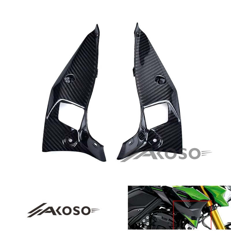 AKOSO 2020-2024 Kawasaki Z900 Carbon Fiber Motorcycle Front Inner Vent Side Cover Fairing Kit