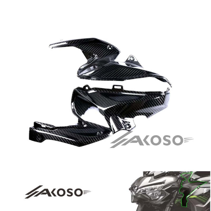 AKOSO 2020-2024 Kawasaki Z900 Carbon Fiber Motorcycle Tank Side Front Upper Inner Panels Fairing