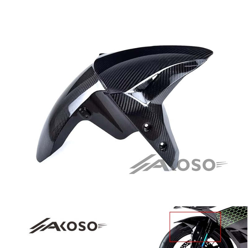 AKOSO 2020-2024 Kawasaki Ninja ZX-25R Carbon Fiber Motorcycle Accessories Front Fender Hugger Mudguard