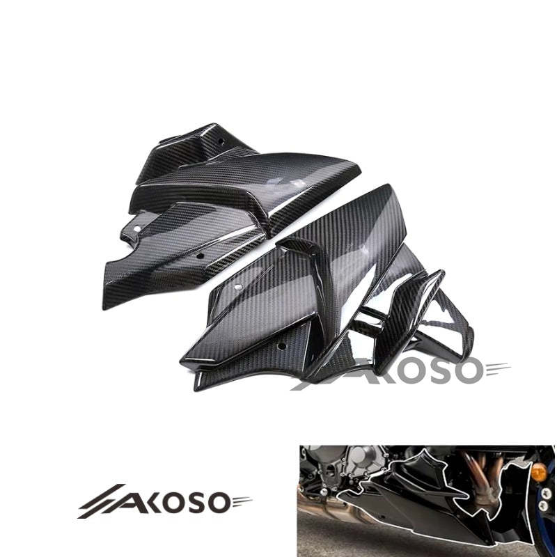 AKOSO 2021-2024 Yamaha MT09 FZ09 Carbon Fiber Lower Engine Spoiler Guards Under Tray Fairing Belly Pan