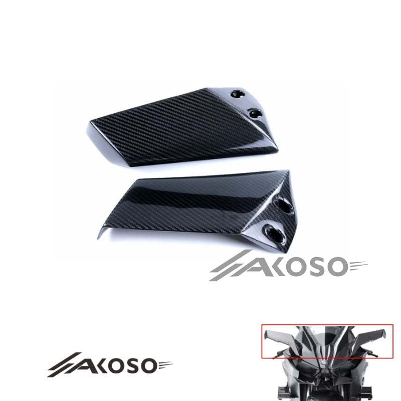 AKOSO 2015-2024 Kawasaki Ninja H2 H2R Carbon Fiber Aerodynamic Wing Spoiler Motorcycle Upper Fairing Winglets