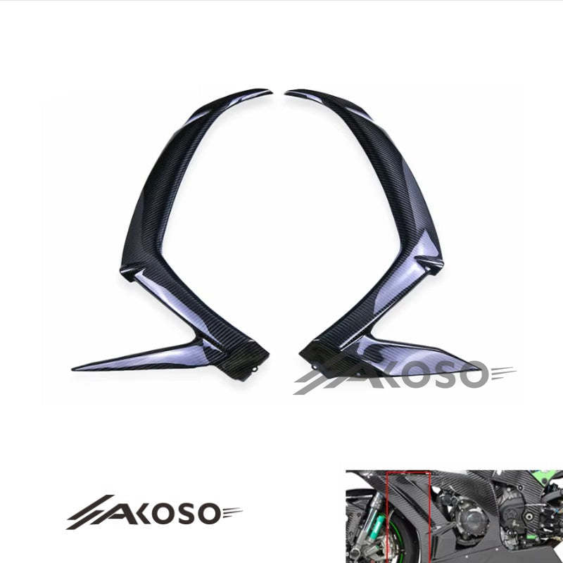 AKOSO 2016-2020 Kawasaki Ninja ZX10R ZX-10R Carbon Fiber Motorcycle Accessories Front Lower Side Cover Plate Fairing