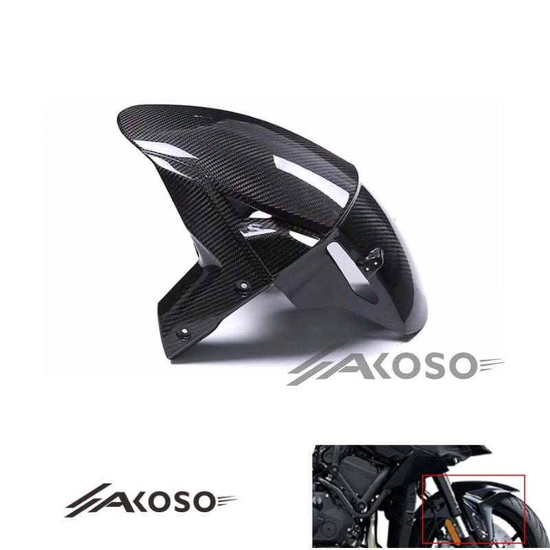 AKOSO 2021-2024 Kawasaki Z H2 Carbon Fiber Motorcycle Front Fender Hugger Mud Splash Mudguard