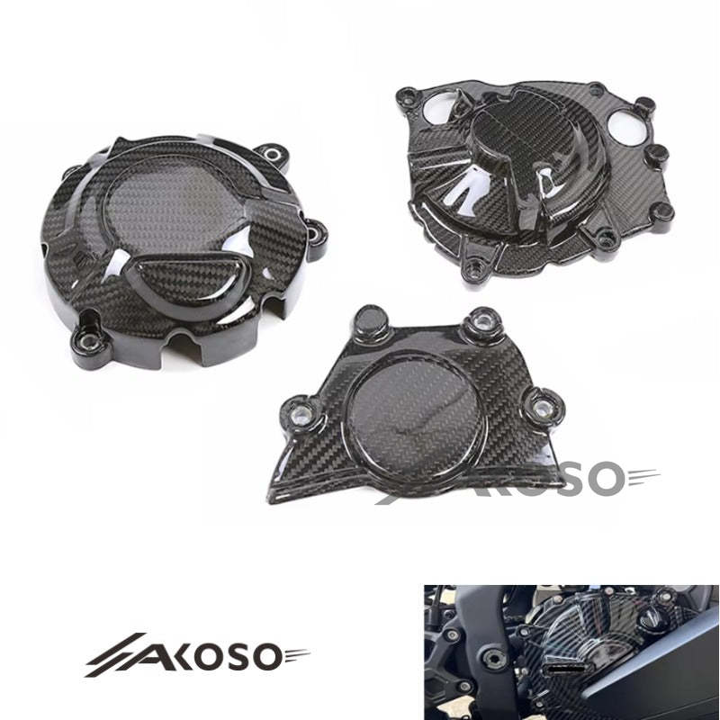 AKOSO 2020+ Kawasaki Ninja ZX-4R ZX-4RR Carbon Fiber Engine Sprocket Cover Protector Cowl