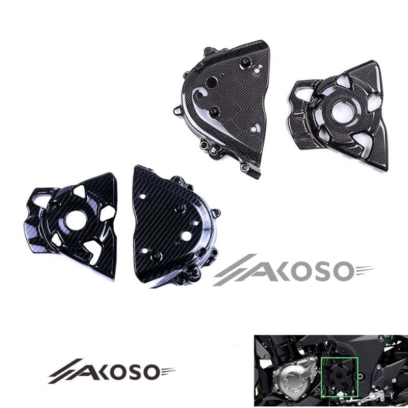 AKOSO 2014-2019 Kawasaki Z1000 Carbon Fiber Motorcycle Sprocket Cover with Side Cover Kits