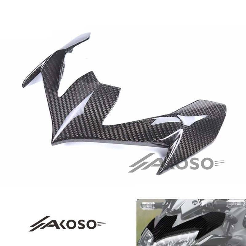 AKOSO 2020-2024 Kawasaki Z900 Carbon Fiber Motorcycle Front Upper Nose Headlight Panel Fairing