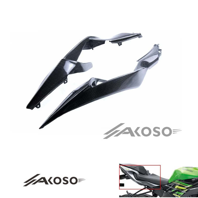 AKOSO 2019+ Kawasaki Ninja ZX-6R Carbon Fiber Tail Rear Seat Side Panels Motorcycle Fairing