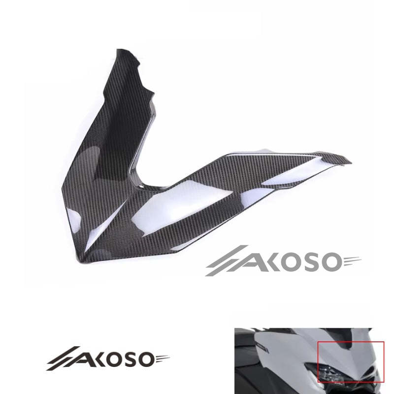 AKOSO 2017-2024 Yamaha Tmax 560 Carbon Fiber Front Upper Headlamp Cowling Headlight Cover Fairing